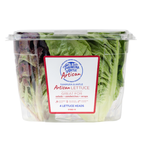 Tanimura and Antle Artisan Lettuce with four heads of specialty lettuce